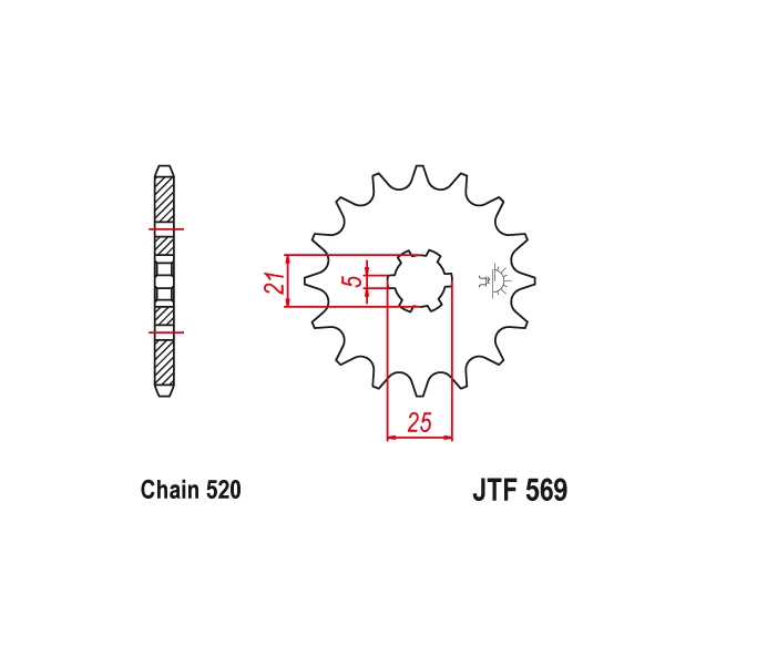 Roda dentada dianteira PBI 14T Yamaha DT250 RD250 RD350 RZ350 YZ250 YZ490 Kawasaki KX250 - Imagem 2 de 2