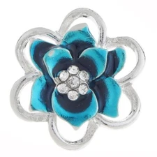 Snaps Jewelry Flower Blue Enamel Gold Plated 18-20mm Fits Ginger Charms Items