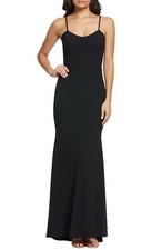 DRESS the POPULATION Black Stretch Crepe Open Back Mermaid Maxi Gown S 4/6