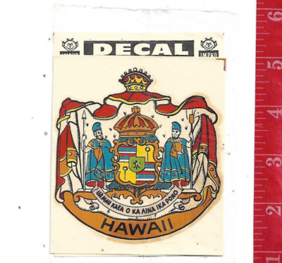 Vintage IMPKO Travel water decal Hawaii crest ua mau kaea o ka aina ika pono