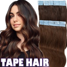 60PCS Tape In Real Remy Human Hair Extensions Thick Full Head BROWN Skin Weft US