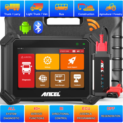 ANCEL V6HD 8-Inch Heavy Duty Truck Scanner DPF Regen ECU Coding Diagnostic Tool