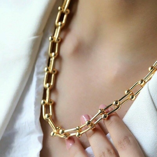 Women Gold Plated U Shape Link Chain 