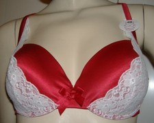 TEZENIS REGGISENO SATIN ROSSO CON PIZZO BIANCO 4B LINGERIE SEXY INTIMO BRA