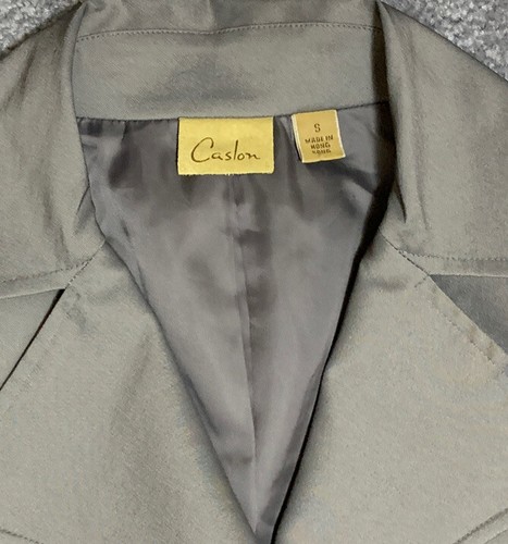Caslon Trench Coat Rain Jacket Gray 4 Button, Sz S Chest 40” - Picture 7 of 9