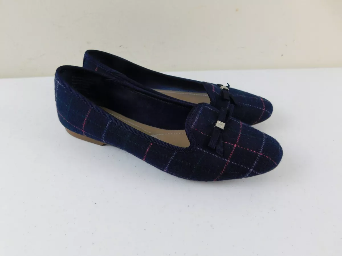 CHARTER CLUB Macy s Women s 7.5 Blue Checked Fabric Slippers