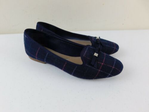 CHARTER CLUB Macy's Women's 7.5 Blue Checked Fabric Slippers / Shoes Flats NEW - Picture 1 of 7