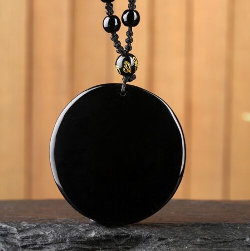 Crystal Natural Black Obsidian Happy Buddha Necklace Pendant Bead with Chain - Picture 5 of 6