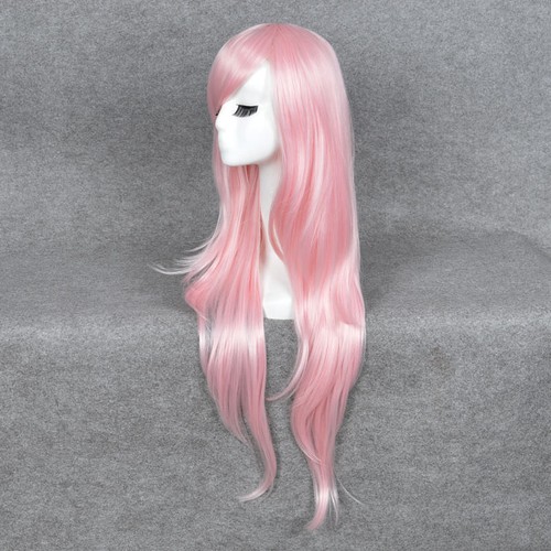 New Fashion Long Pink Straight Women's Lady Cosplay Hair Wig Full Wigs + Wig Cap - Picture 2 of 5