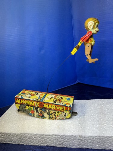 DE COLECCIÓN MARX ACROBATIC MARVEL CUERDA HOJALATA LITOGRAFÍA MONO COLUMPIO-FUNCIONA - Imagen 5 de 10