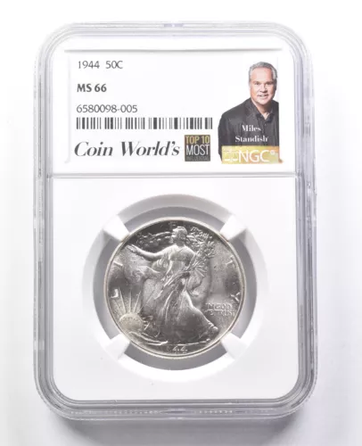 1944 Walking Liberty Half Dollar Miles Standish MS66 NGC *1765
