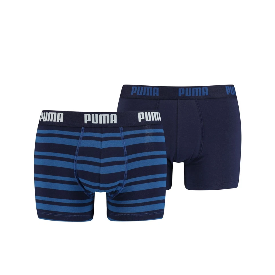PUMA Homme Boxer Héritage Rayures 2er Paquet S M L XL Bleu Noir Vert Rouge - Photo 1/1
