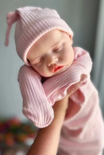 18 Zoll schlafende Reborn Puppe gewichtet 5,6 Pfund weiches Silikon Neugeborenes Baby Mädchen Weihnachtsgeschenk - Bild 18 von 21