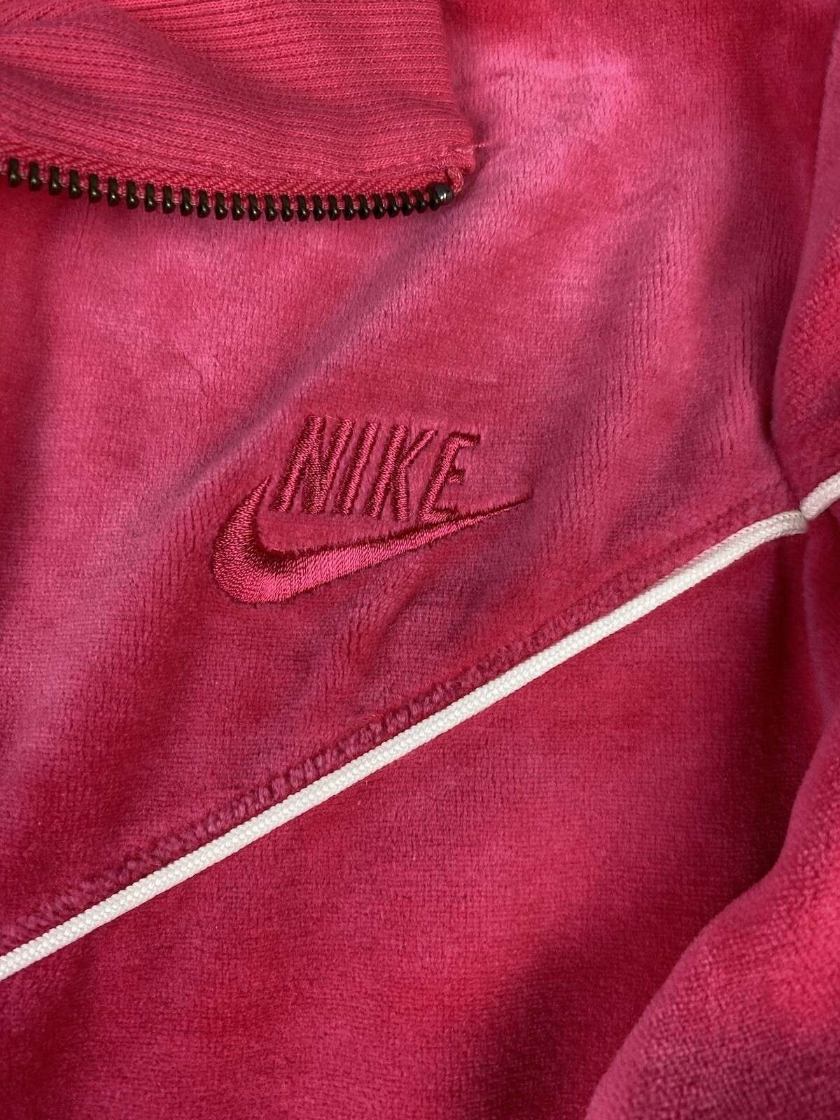 VTG Nike Full Zip Jacket Women’s Size Medium Pink Barbie Valor Velvet Feel thumbnail 4