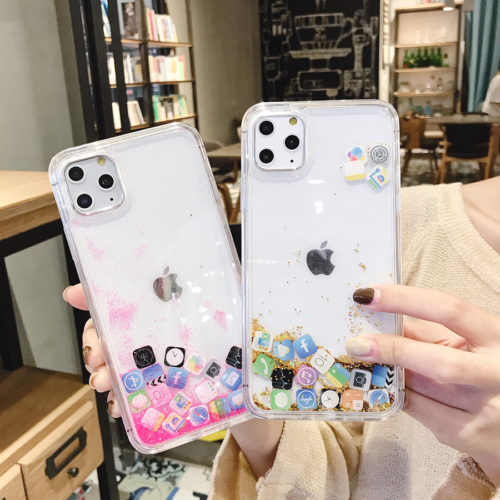 Quicksand Liquid APP Glitter Phone Case For iPhone 14 13 12 11 Pro Max XR XS 7 8 - Picture 1 of 14