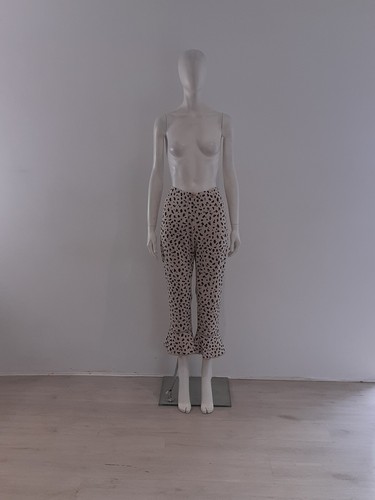 BNWT Marc Cain Cream Leopard Trousers UK 10 EU 38 Print Ruffle-Hem Flared