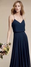 Jenny Yoo Inesse Bridesmaid Dress Navy Blue 8 Petite Prom Anthropologie Weddings