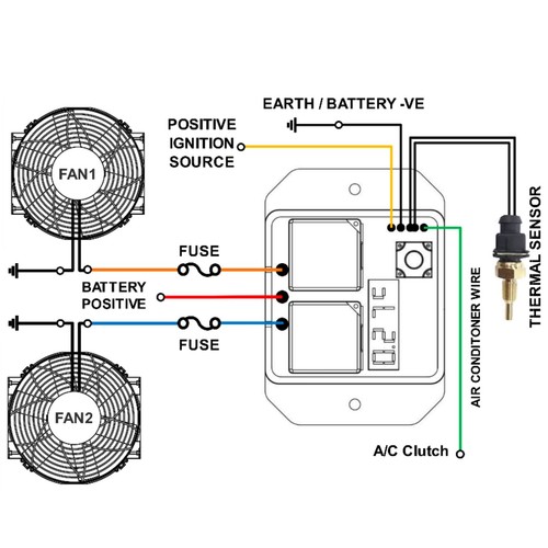 ADJUSTABLE ELECTRIC FAN CONTROLLER 1/8 NPT TEMP-ERATURE SWITCH 30MM HOSE ADAPTER - Picture 7 of 8