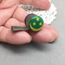 Japan Tin Whistle Litho Cracker Jack Premium Toy Prize Moon Stars Colorful 1.25"