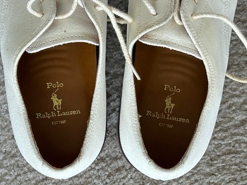 Polo Ralph Lauren Ivory Suede Oxford Dress Shoes 10D - Picture 2 of 9