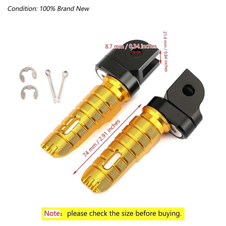 Front Footrests Foot Peg for HONDA CB125R CBR1000RR CB600F CB1100/RS/SX Gold - Imagem 3 de 4