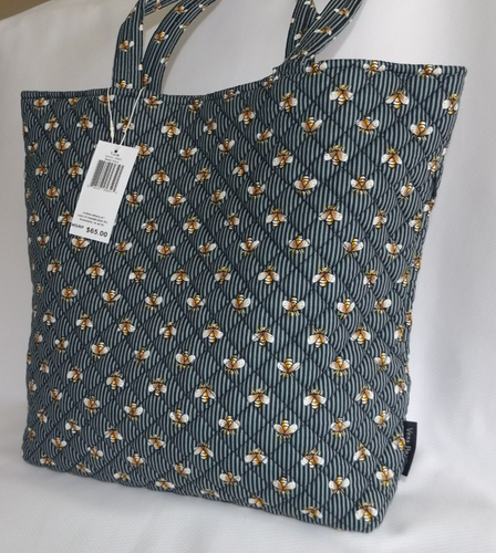 VERA BRADLEY Tote Bag - Bees Navy Blue - Hidden side zip pocket - New with Tag - Picture 2 of 9