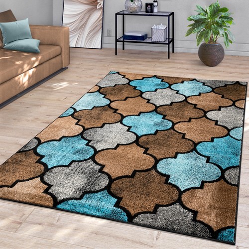 Wohnzimmer Teppich Kurzflor Karos Geometrisches Design Abstraktes Design - Bild 125 von 136