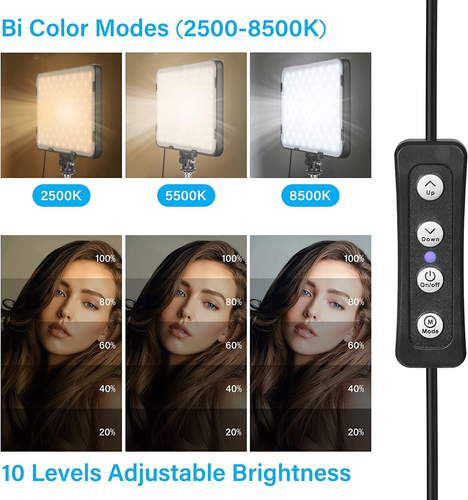 2 Pack LED Video Light with 63'' Tripod Stand, Obeamiu 2500-8500K Dimmable Photo - Picture 3 of 7