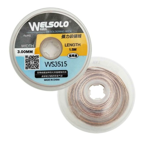 WELSOLO Desolder Desoldering Braid Wick Wire Mop Solder Sucker Fluxed Remover UK - Picture 5 of 10