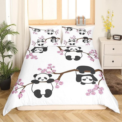 Bedding Set for Girls Boys Kids Cartoon Giant Panda Bedding Double Cherry - Picture 3 of 11