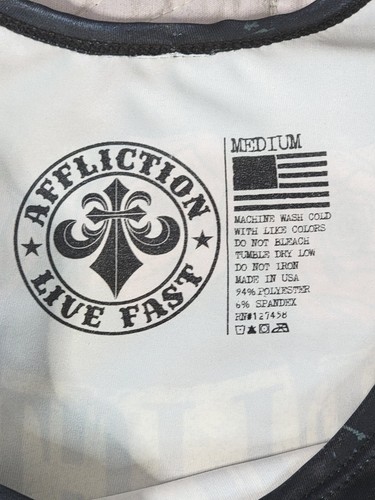 Affliction Live Fast Tank Top Dress Locked & Loaded 1973 Black Gray Size Medium - Picture 9 of 16