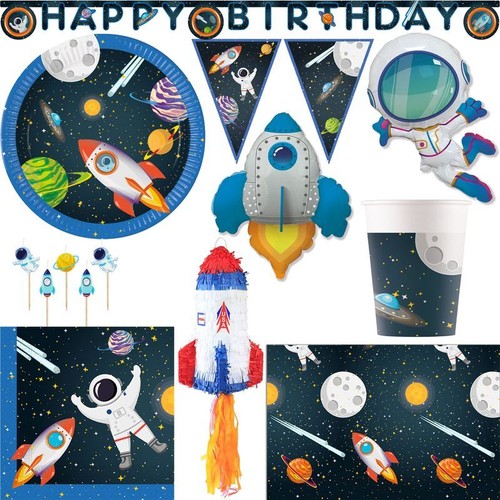 Weltraum Party Deko Kindergeburtstag Partyset Astronaut Geburtstag Dekoration - Bild 1 von 63