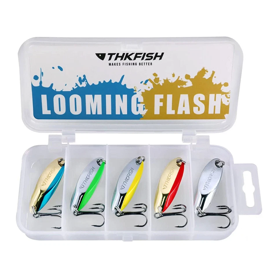 5 cucharas duras para equipo de aparejos de pesca anzuelos agudos cebo muticolor EE. UU. Foto 2 de 4