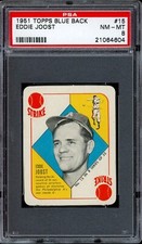 1951 Topps Blue Back Baseball #15 Eddie Joost PSA 8