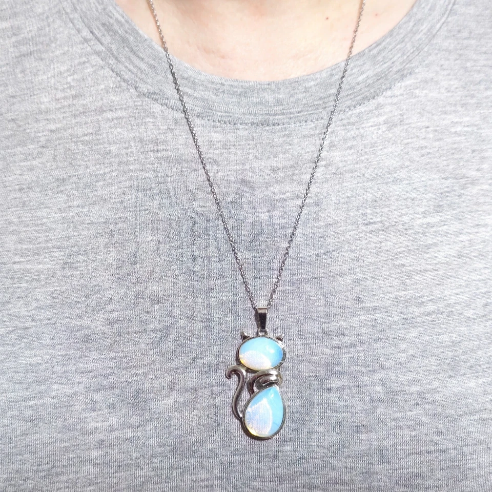 Кошка подвеска опалит кристалл драгоценных камней 24» цепочка ожерелье новый Богемия ювелирных изделий - Изображение 3 из 4