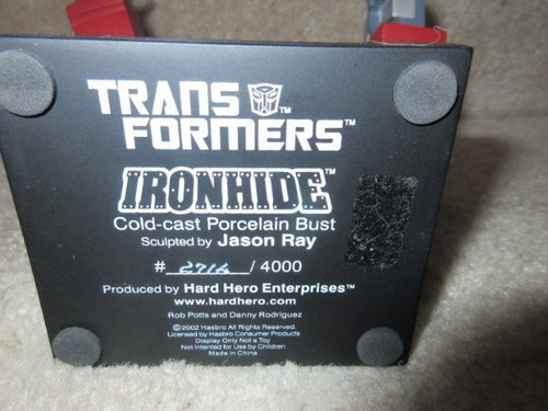 2002 Hasbro TRANSFORMERS Ironhide Hard Hero Porcelain Bust Ltd Ed Numbered - Picture 2 of 10