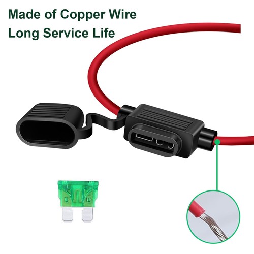 10 Pack 14 Gauge InLine Blade Fuse Holder with 10 30Afuse Copper Wire Protection - Picture 6 of 8