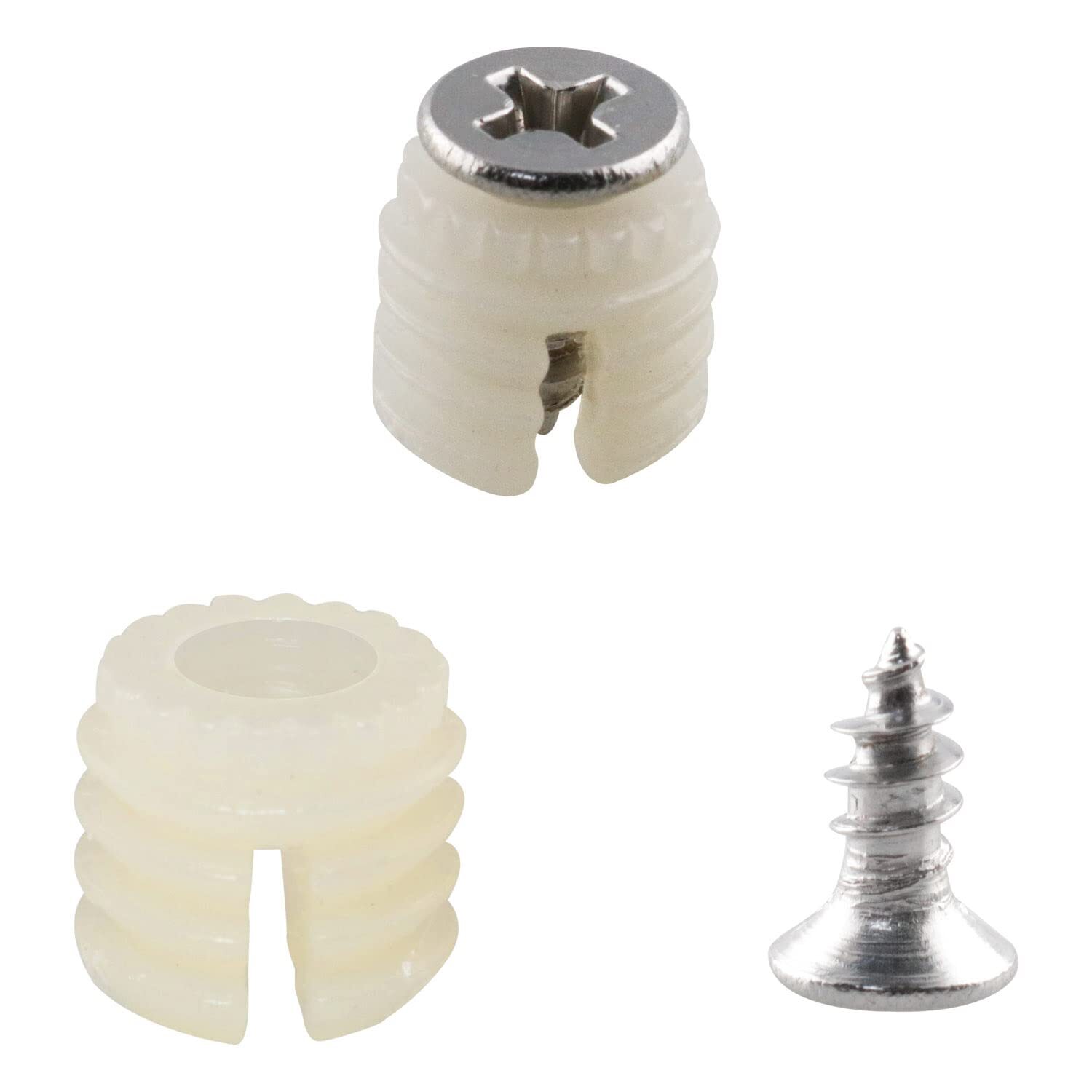 50 Sets M4x9 Plastic Hinge Dowel Inserts with Screws for Secure Fastening