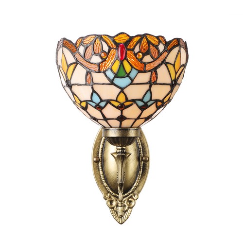 Baroque Vintage Stained Glass Shade Wall Lamp Tiffany Sconce Wall Light Fixture - Picture 3 of 9