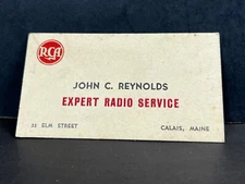 Vintage RCA Expert Radio Service Tubes Business Card Elm Street Calais Maine ME