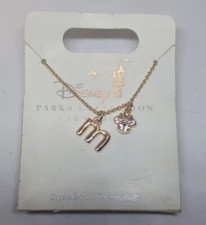 Disney Parks The Letter M W/Minnie Mouse Icon Charm Rose Gold Tone Necklace