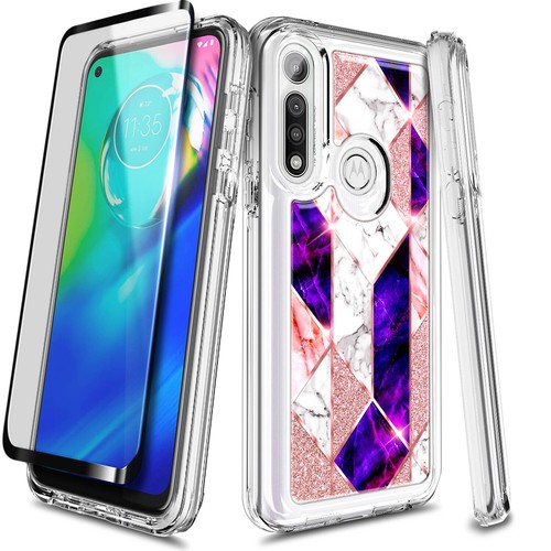 Für Motorola Moto G Power 2020 Hülle Luxus Marmor Handyhülle mit Hartglas - Bild 3 von 22