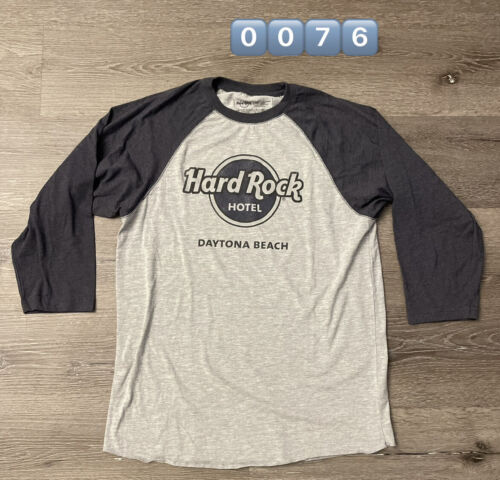 Hard Rock Cafe Daytona Beach Baseballärmel T-Shirt grau blau Herren Größe M