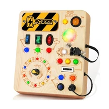 Montessori Busy Board, Wooden Sensory Toy for Toddler with LED Ligh... Fast Ship