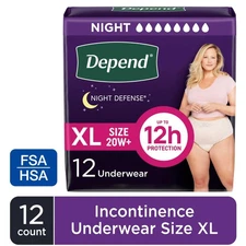 Depend Night Defense Incontinence Underwear for Women,, XL, 12 Count