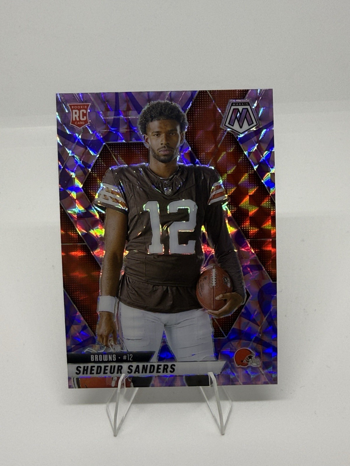 2025 Panini Mosaic #290 Shedeur Sanders Rookie Purple Reactive  Prizm Variation