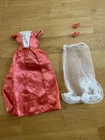 Vintage Barbie Formal Dress Slip Shoes Pink Satin N Fun #9935 11in Doll Korea