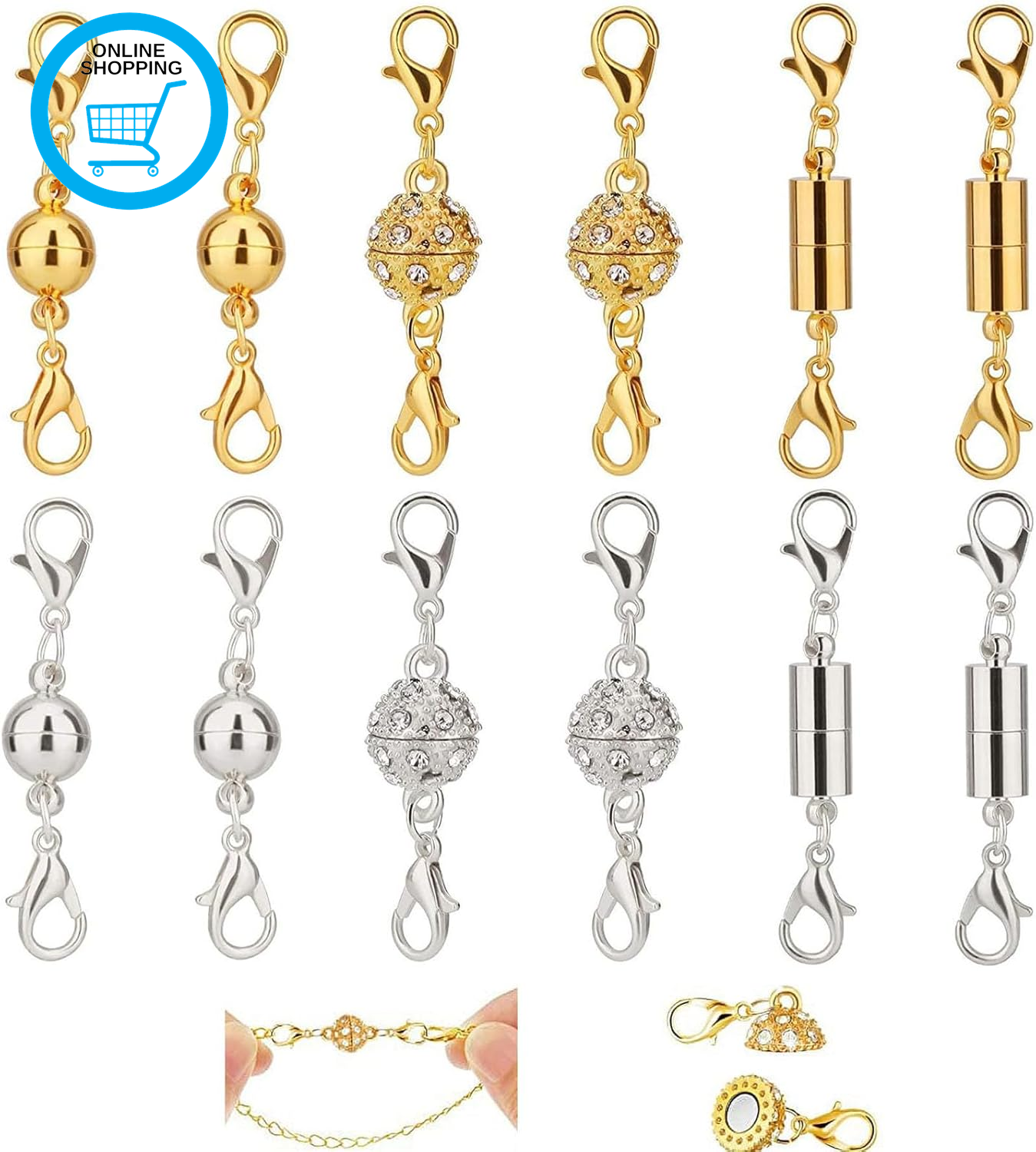 12 PCS Magnetic Necklace Clasps, Jewellery Clasps, Magnetic Clasps for Necklaces