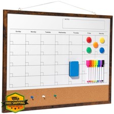 24"x18" Magnetic Dry Erase Calendar Whiteboard Cork Combo Planner