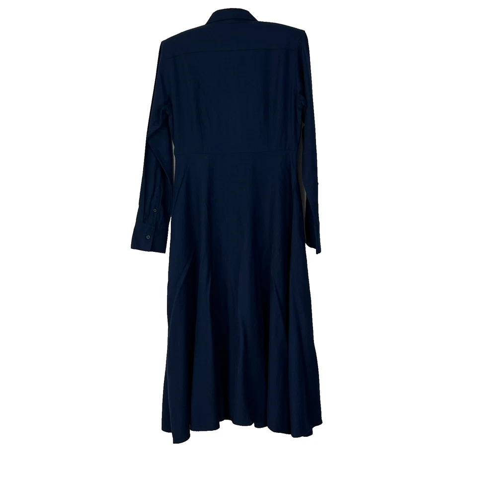 Maxi Vestido Uniqlo Para Mujer XS Azul Marino Calce y Acampanado Manga Larga Cuello Abotonado Foto 2 de 4